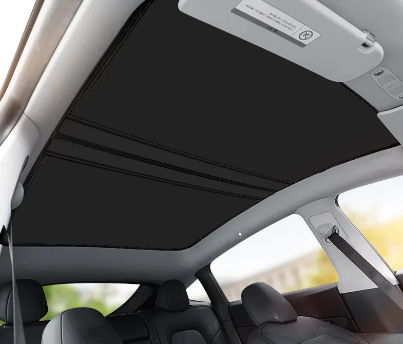 Sunroof shade fitted below the glass roof